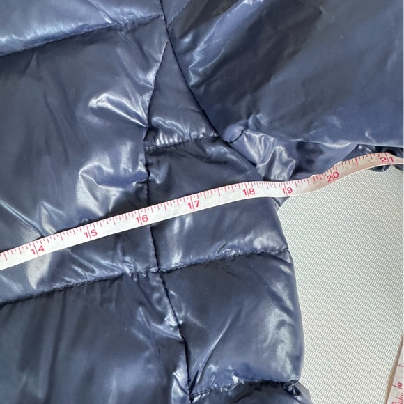 Women's Blue Puffer Jacket with Faux Fur Trim - Picture 5 of 6